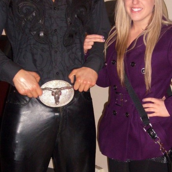 Purple Double Breasted Pea Coat - Picture 4 of 4